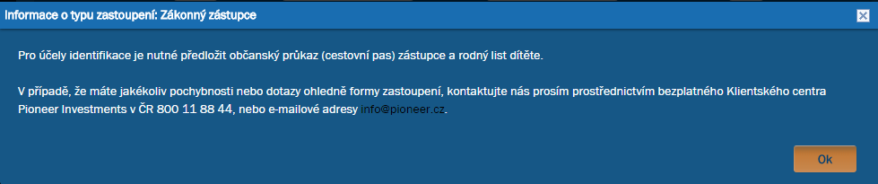 Informan dialog pro zstupce (podle Typu zastoupen)