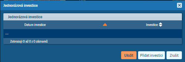 Dialog s pehledem jednorzovch investic