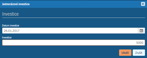 Dialog pro zadvn/editaci jednorzov investice